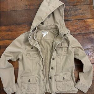 Jones New York Utility Jacket with Removable Hood Women’s Medium Beige